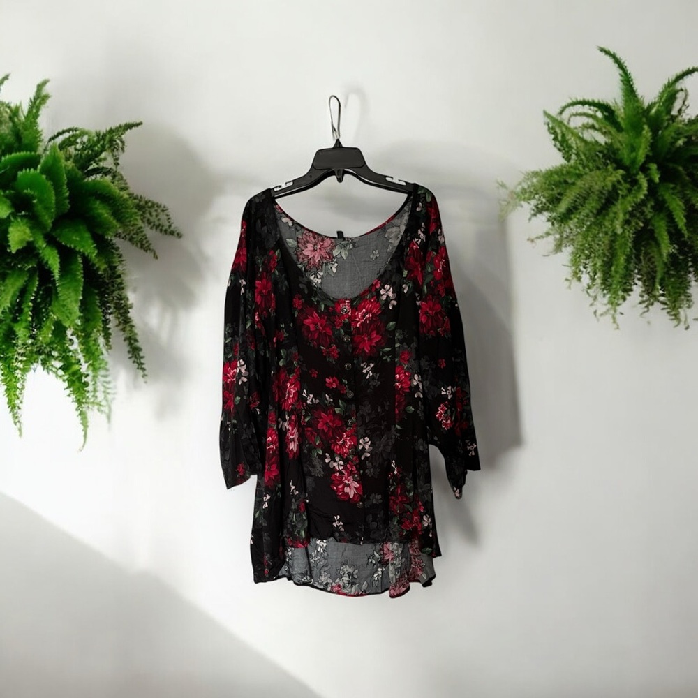 TORRID Floral Stella Fit & Flare 3/4 Sleeve Blouse 5 5X NEW